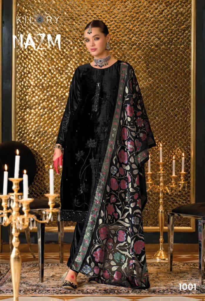 Kilory Nazm Velvet Embroidery Work Salwar Kameez Collection