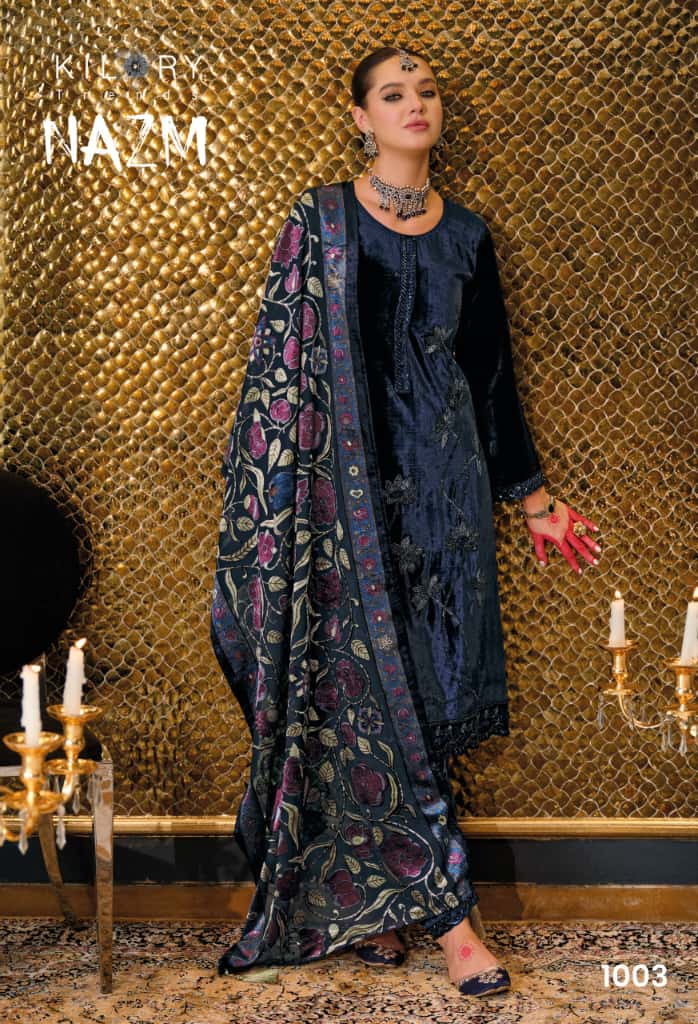 Kilory Nazm Velvet Embroidery Work Salwar Kameez Collection