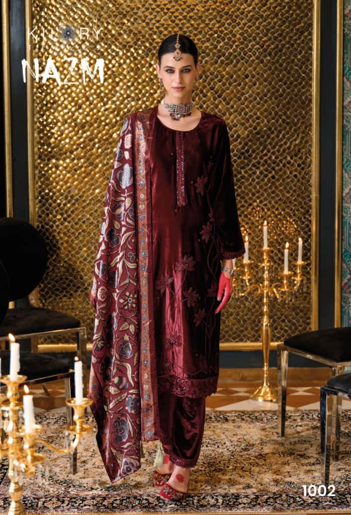Kilory Nazm Velvet Embroidery Work Salwar Kameez Collection