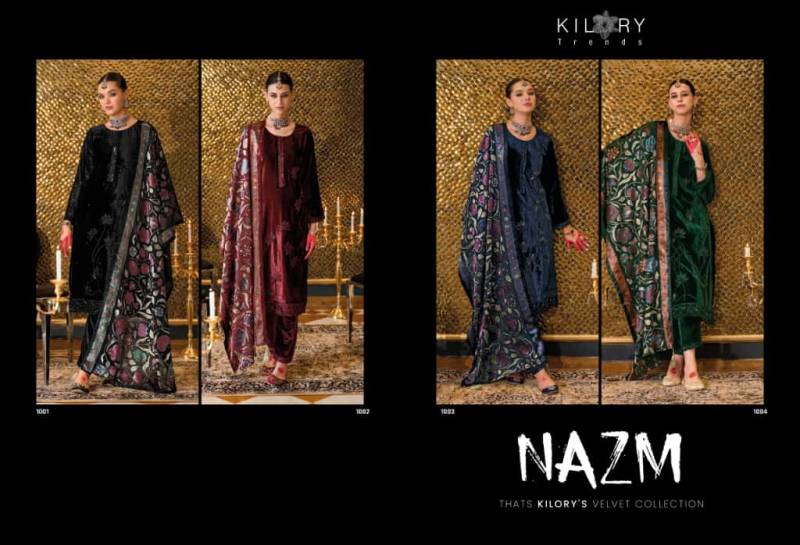 Kilory Nazm Velvet Embroidery Work Salwar Kameez Collection