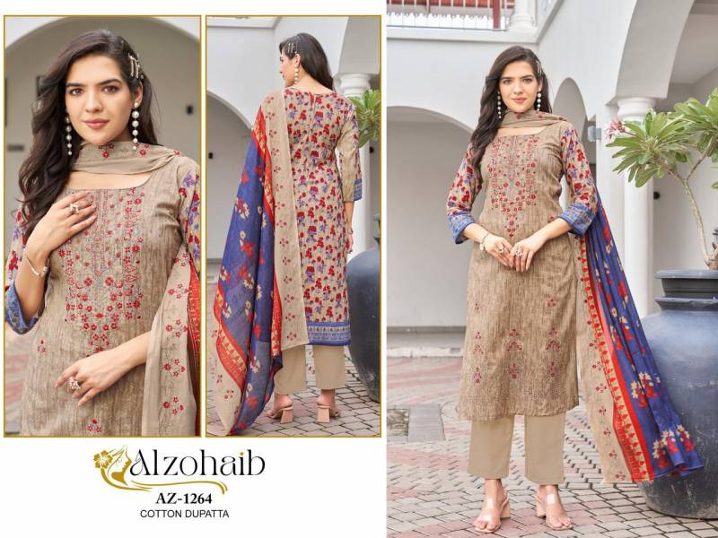 Alzohaib Az Mahima Nx 1262 1264 1266 Pure Cotton Print Pakistani Suit