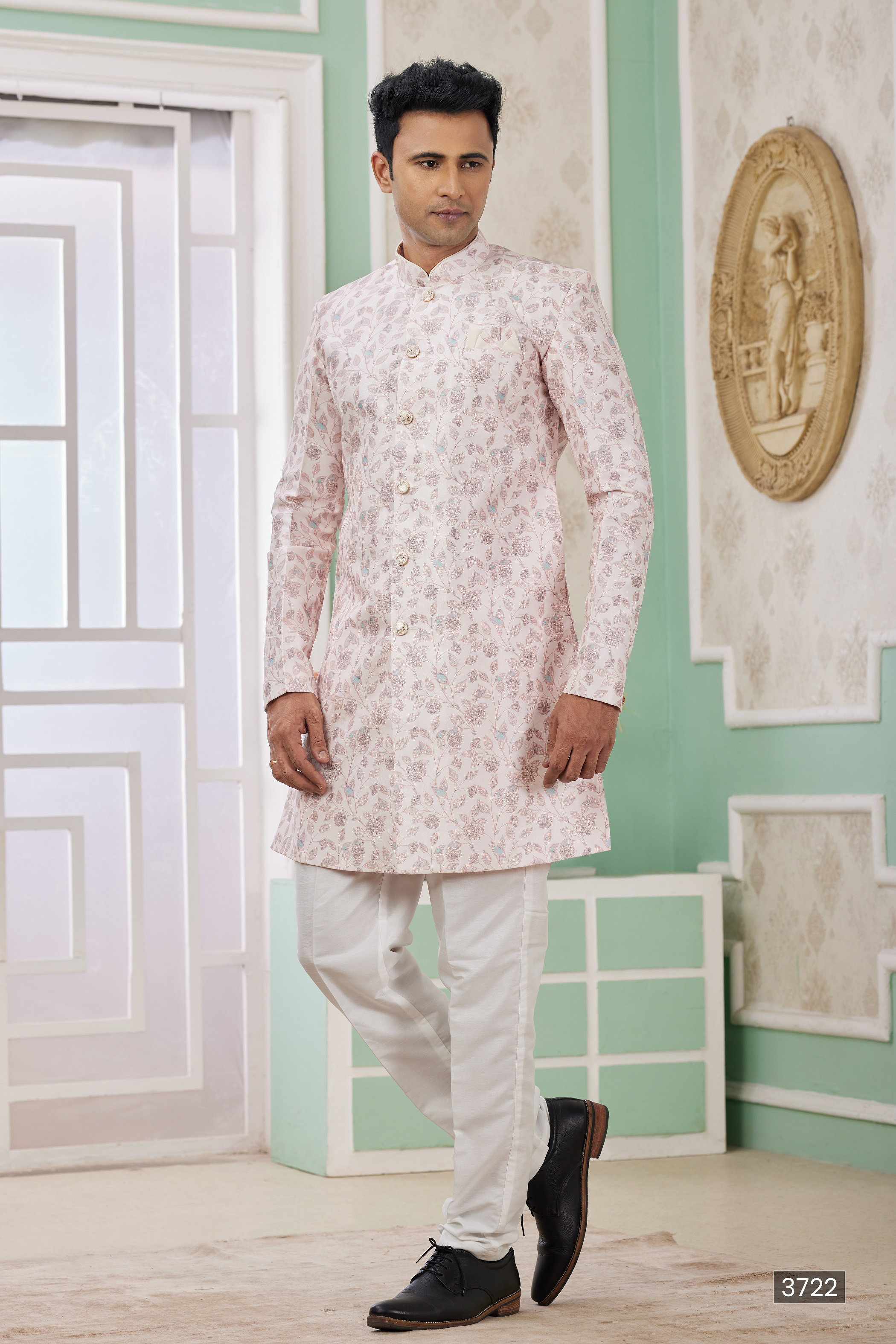 Sumi Vol 120 D no. 3721 Banarasi Jacquard Semi Indo Kurta Pajama