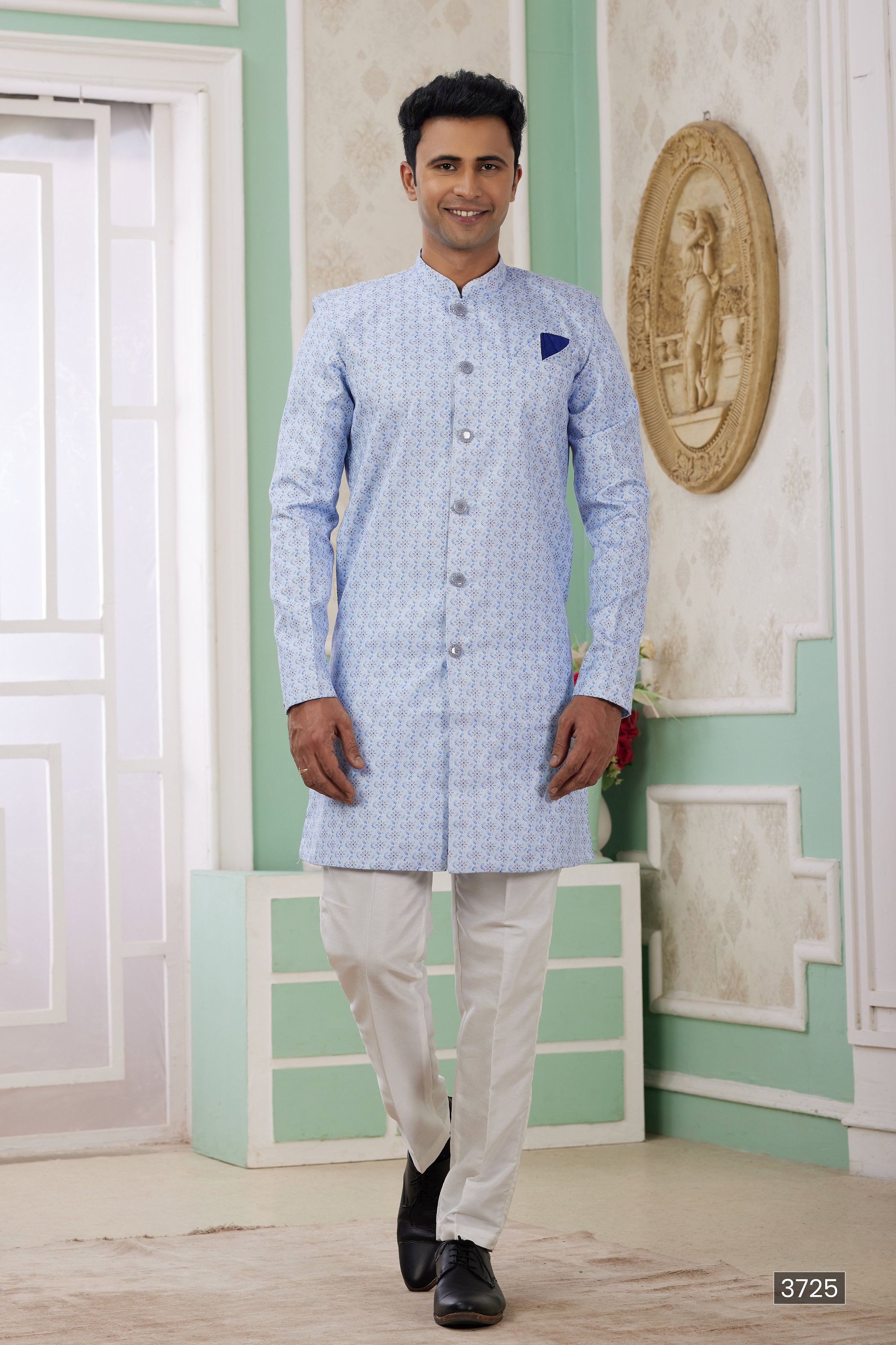 Sumi Vol 120 D no. 3721 Banarasi Jacquard Semi Indo Kurta Pajama