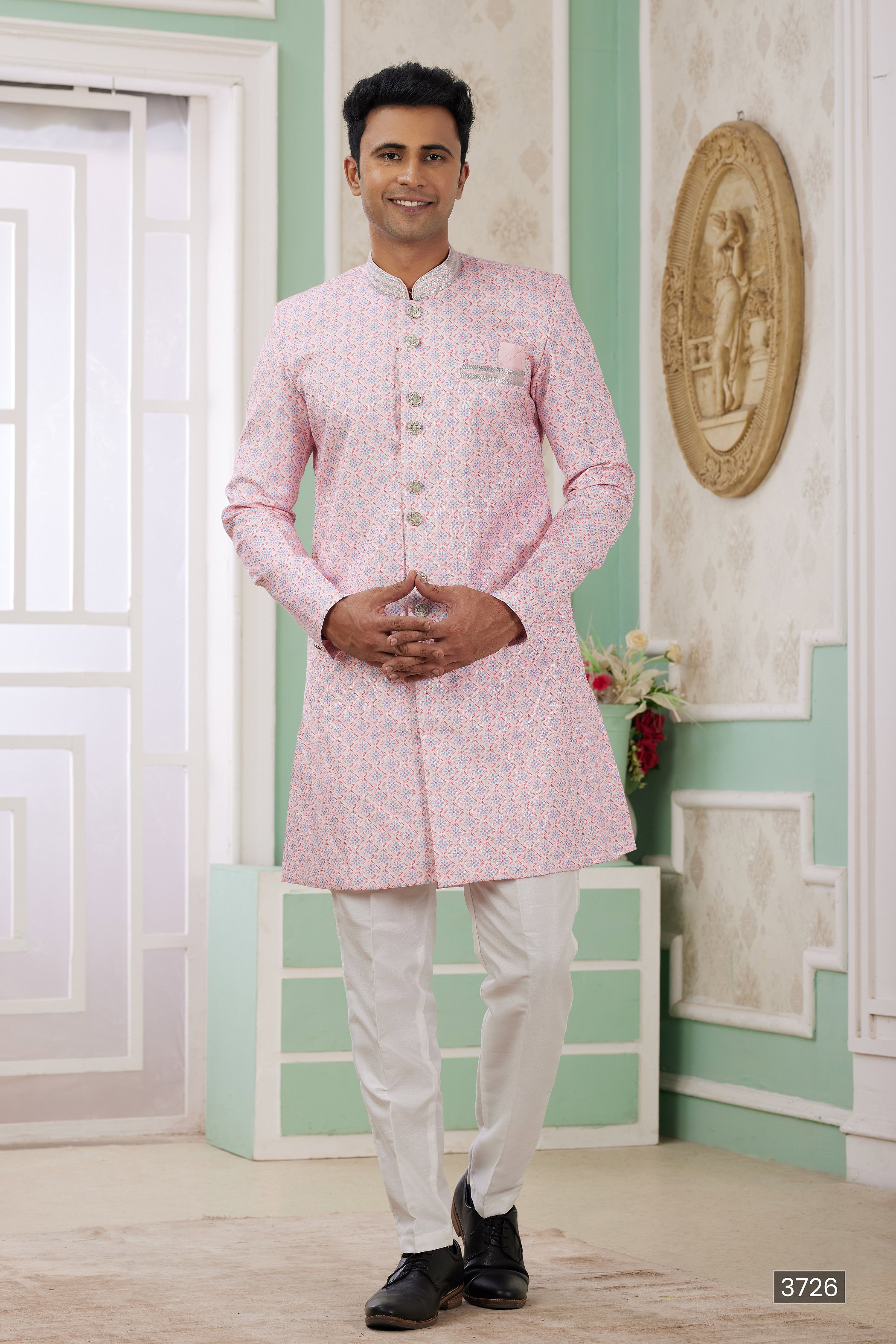 Sumi Vol 120 D no. 3721 Banarasi Jacquard Semi Indo Kurta Pajama