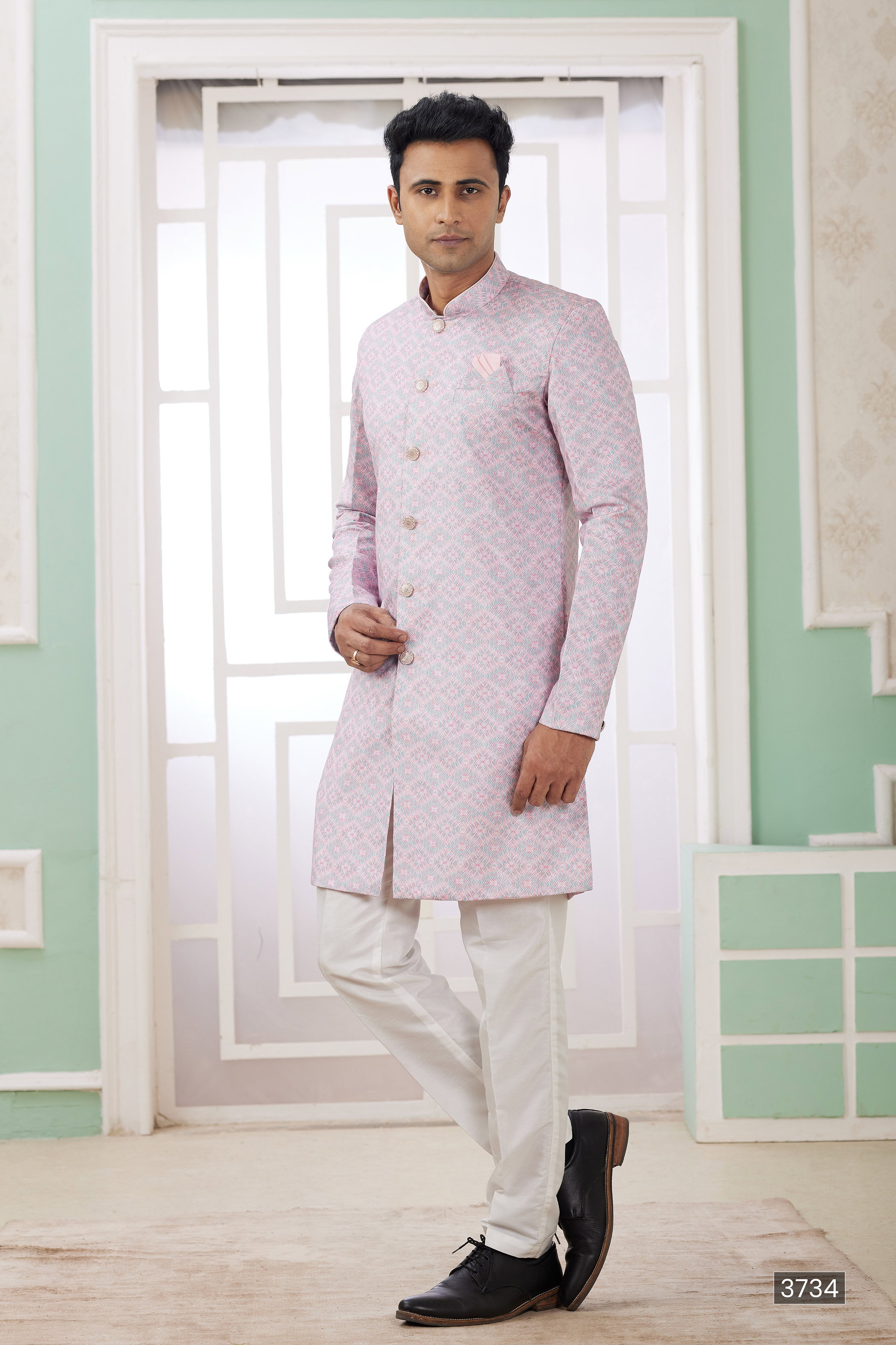 Sumi Vol 120 D no. 3721 Banarasi Jacquard Semi Indo Kurta Pajama