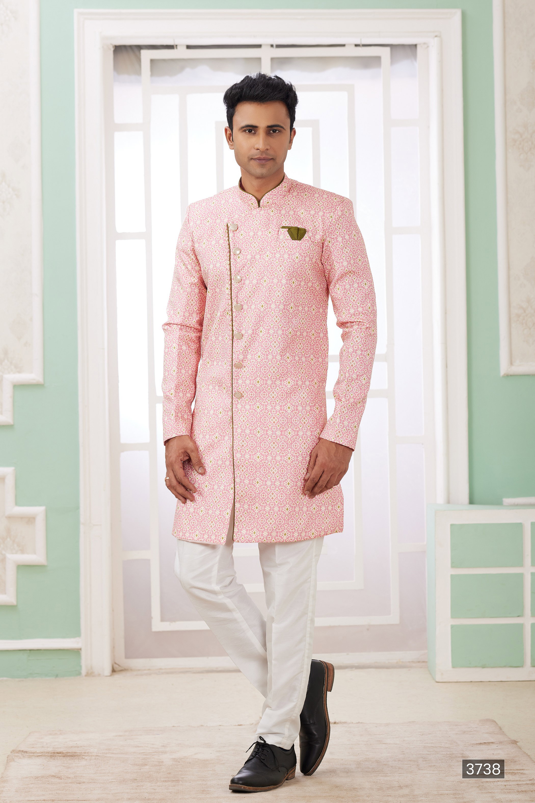 Sumi Vol 120 D no. 3721 Banarasi Jacquard Semi Indo Kurta Pajama