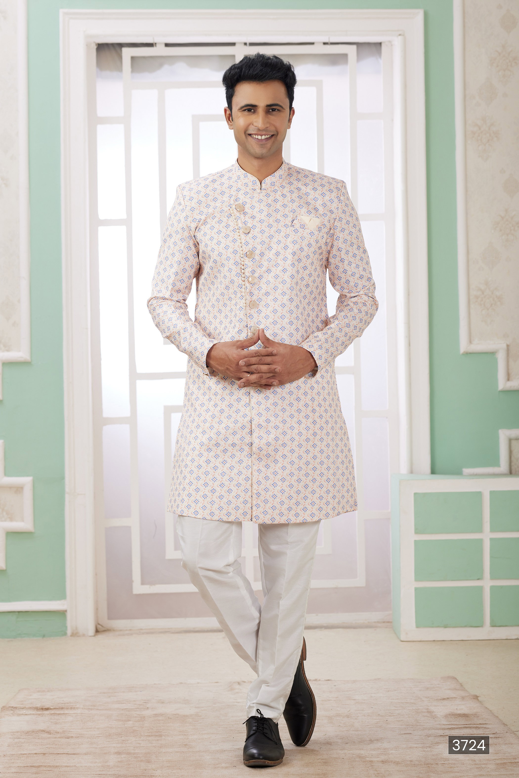 Sumi Vol 120 D no. 3721 Banarasi Jacquard Semi Indo Kurta Pajama