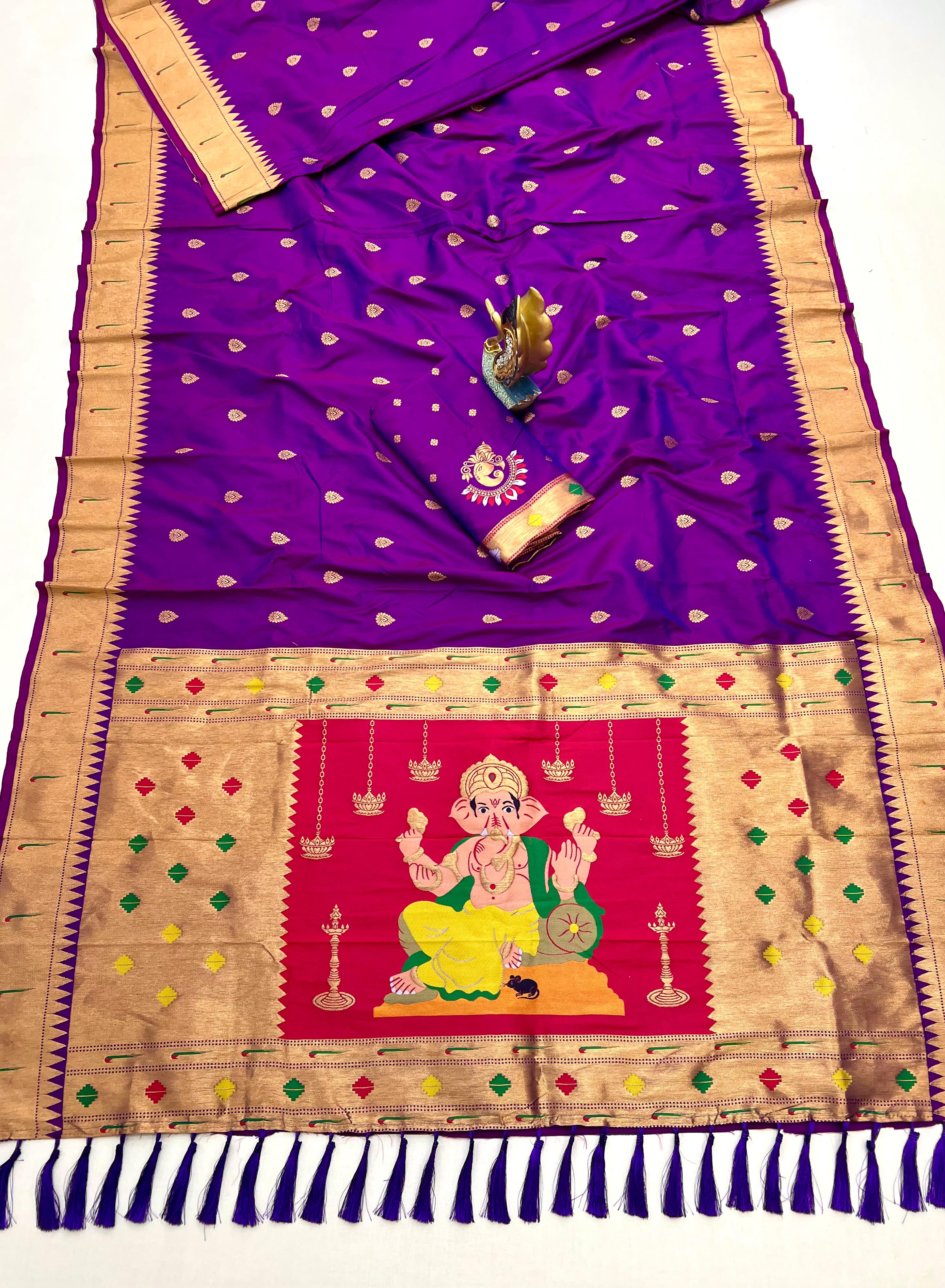Lekha MN Ganesha Paithani Pethani Silk Zari Weaving Saree