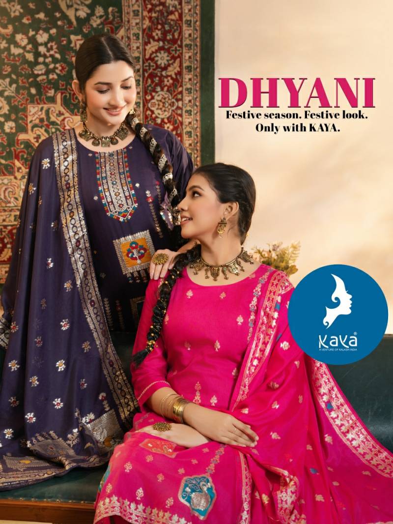 Kaya Dhyani Chanderi Jacquard Kurti Pant And Dupatta Collection