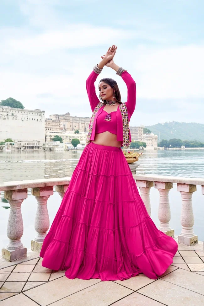 Lekha nx Rajudi Pure Rayon Gamthi Work Navratri Collection