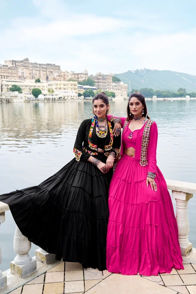Lekha nx Rajudi Pure Rayon Gamthi Work Navratri Collection