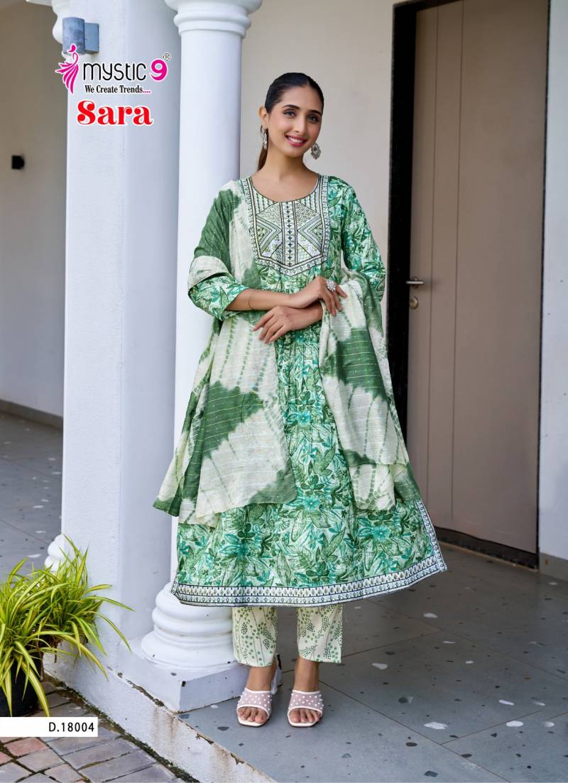 Mystic9 Sara Vol 18 Rayon Nyra Cut Kurti Pant With Dupatta
