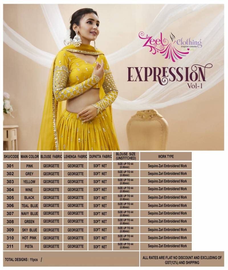 Zeel Expression Vol 1 Wedding Wear Georgette Lehenga Collection
