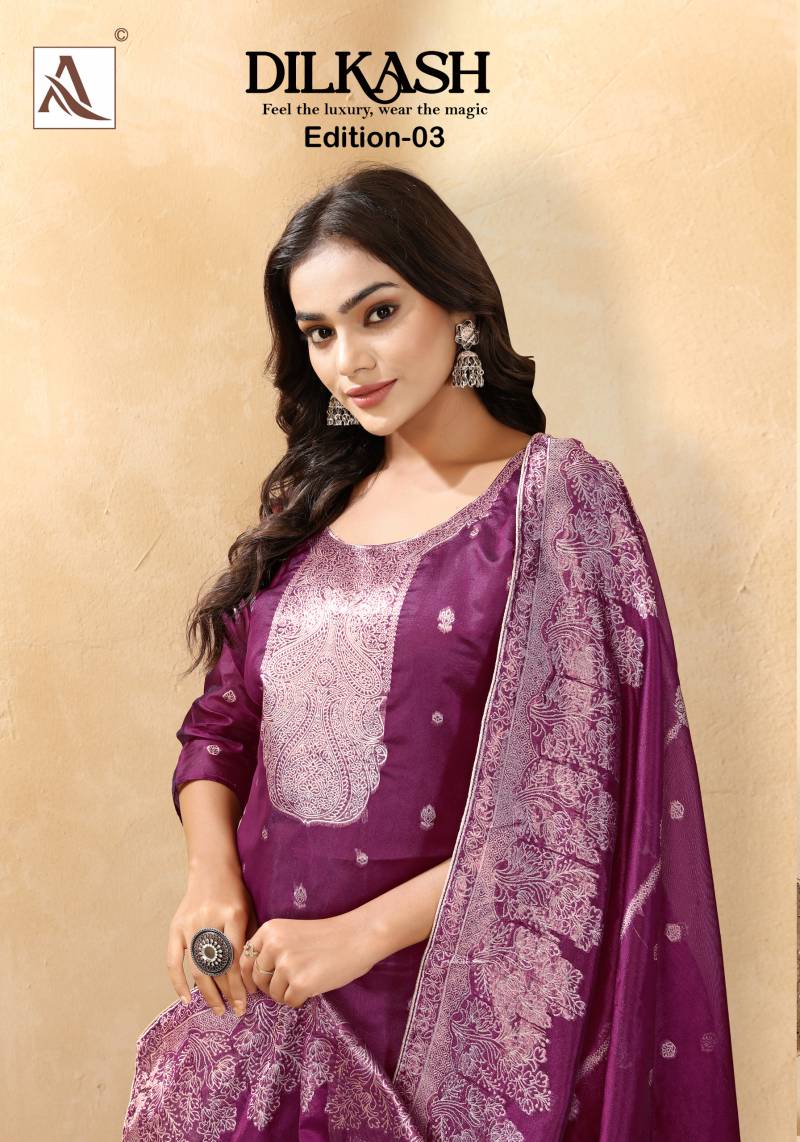 Alok Dilkash Edition 3 Jacquard Disgner Dress Material Collection