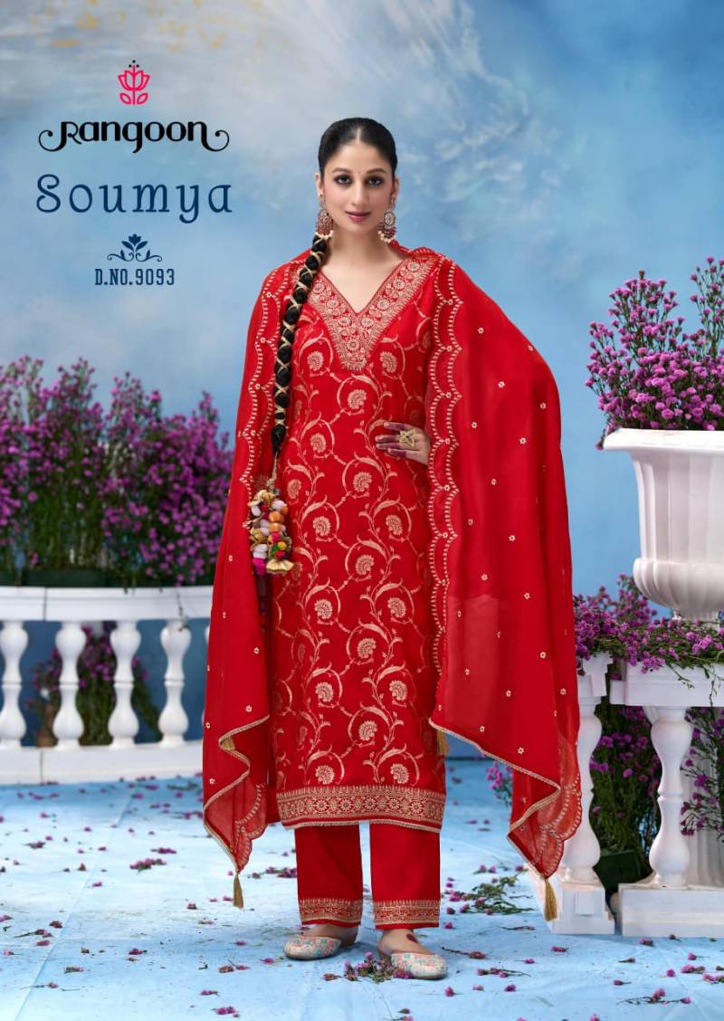 Rangoon Soumya Russian Fancy Work Kurti Pant And Dupatta
