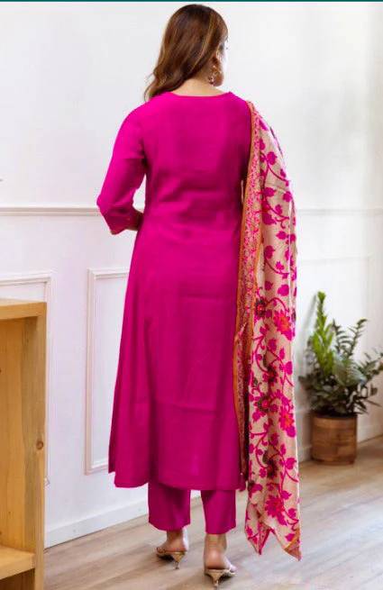 Dhruvi 354 Silk Festival Wear Kurti Pant And Dupatta Collection