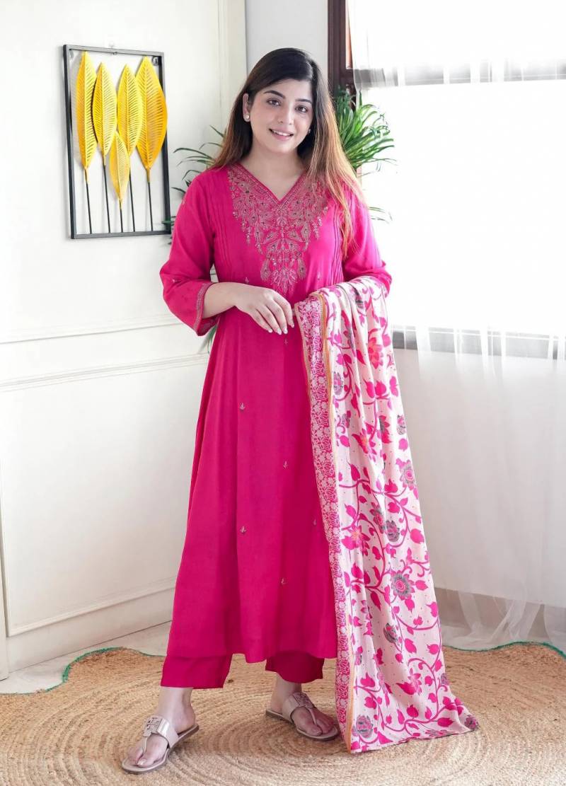 Dhruvi 354 Silk Festival Wear Kurti Pant And Dupatta Collection