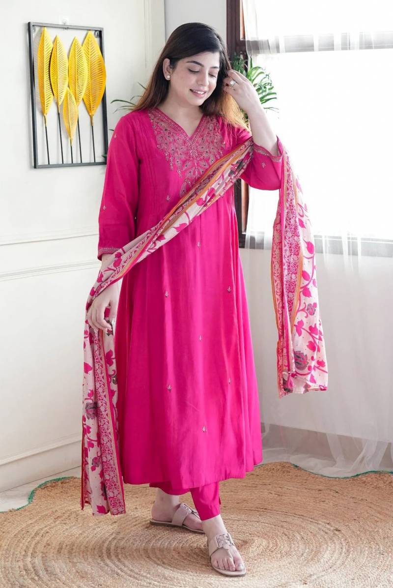 Dhruvi 354 Silk Festival Wear Kurti Pant And Dupatta Collection