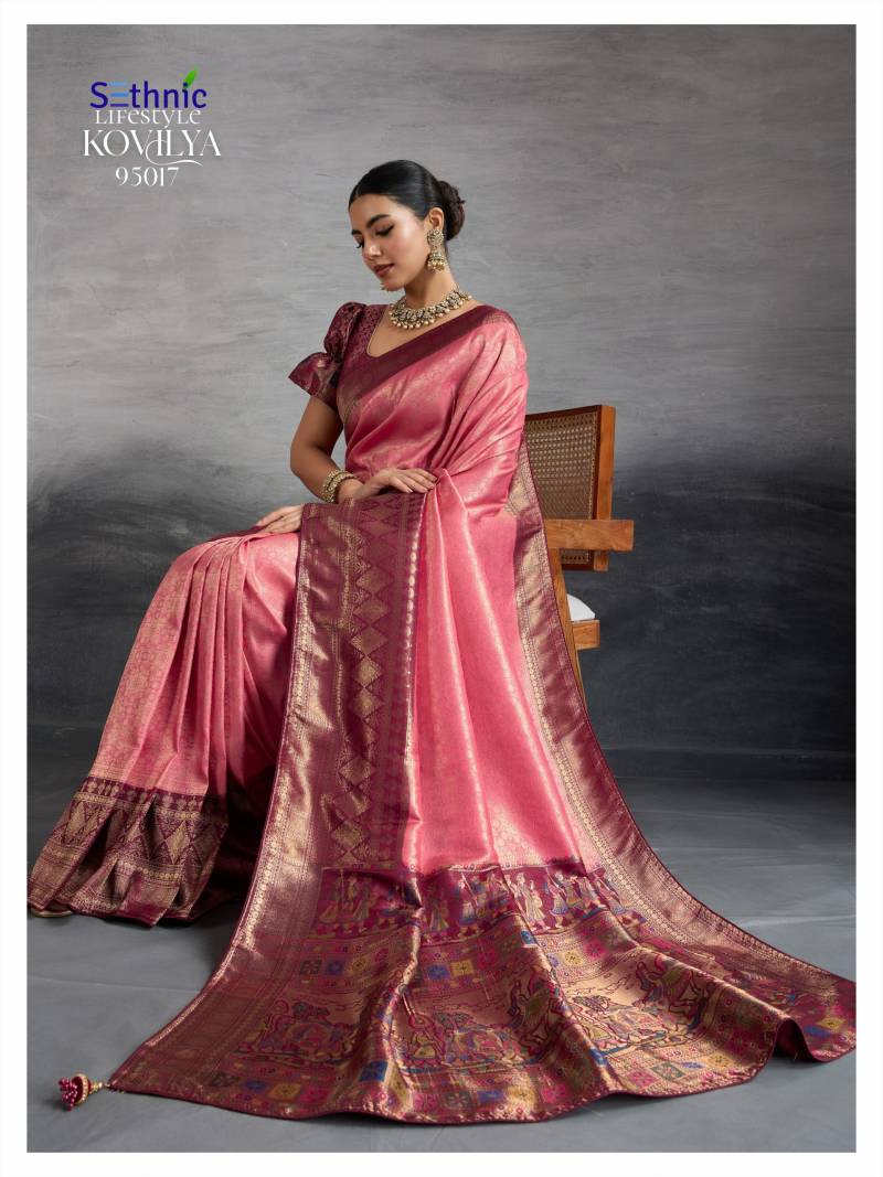 Sethnic Kovilya 5 Hand Dyed Soft Kanjivaram Silk Saree Collection