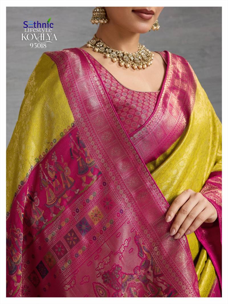 Sethnic Kovilya 5 Hand Dyed Soft Kanjivaram Silk Saree Collection