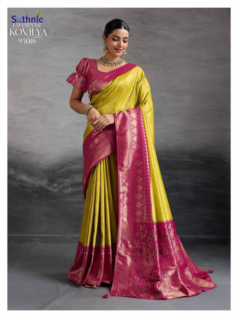 Sethnic Kovilya 5 Hand Dyed Soft Kanjivaram Silk Saree Collection