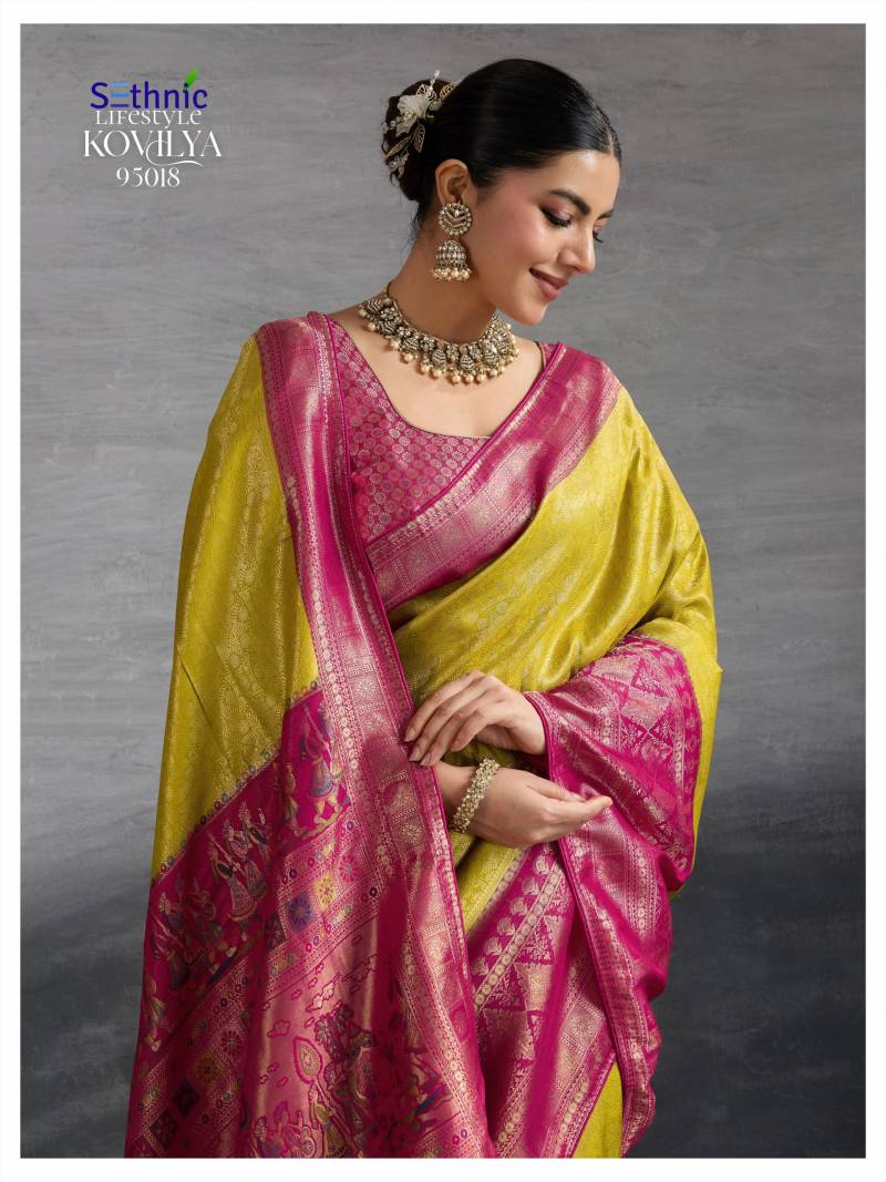 Sethnic Kovilya 5 Hand Dyed Soft Kanjivaram Silk Saree Collection