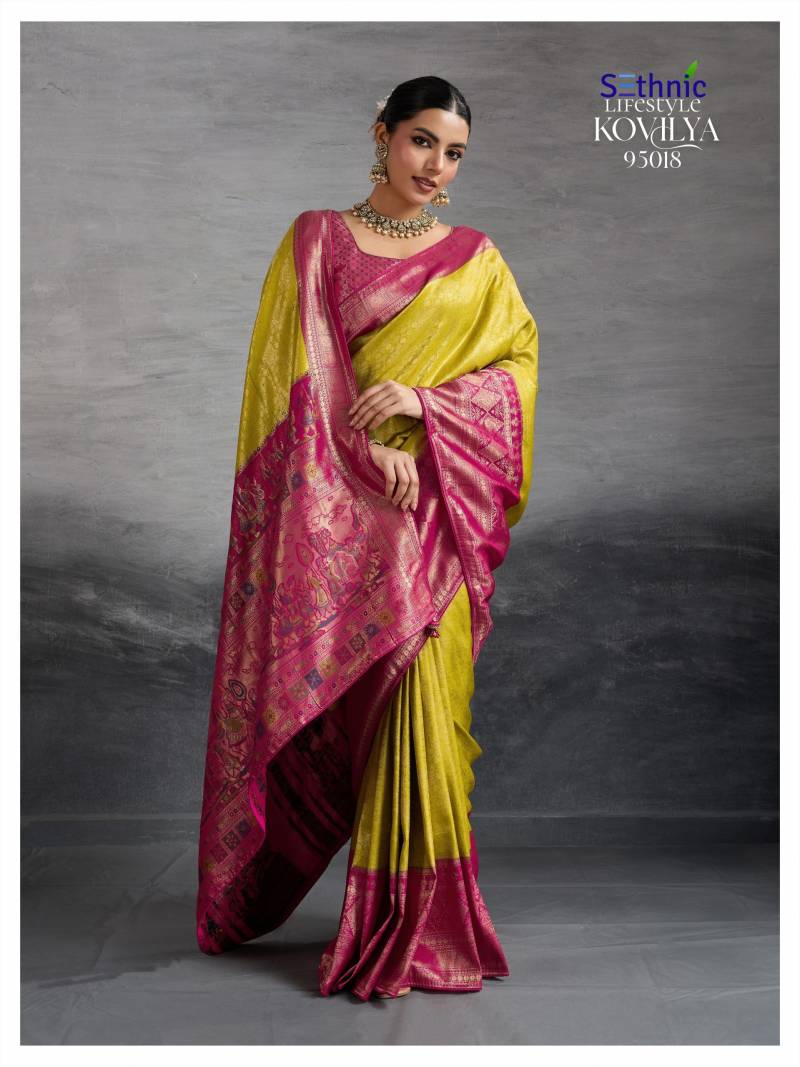 Sethnic Kovilya 5 Hand Dyed Soft Kanjivaram Silk Saree Collection