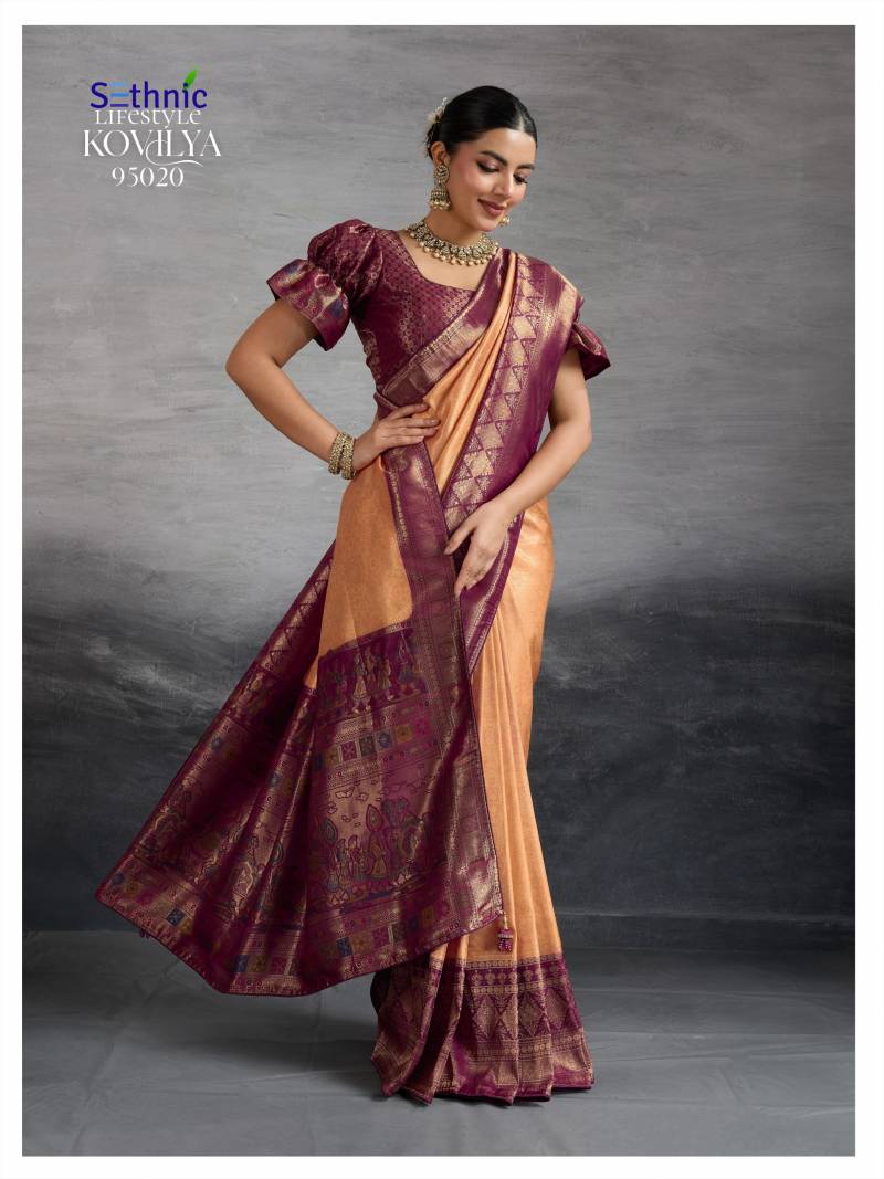 Sethnic Kovilya 5 Hand Dyed Soft Kanjivaram Silk Saree Collection