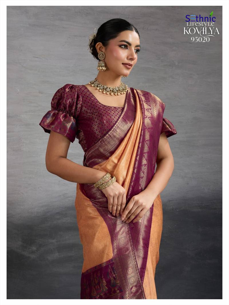 Sethnic Kovilya 5 Hand Dyed Soft Kanjivaram Silk Saree Collection