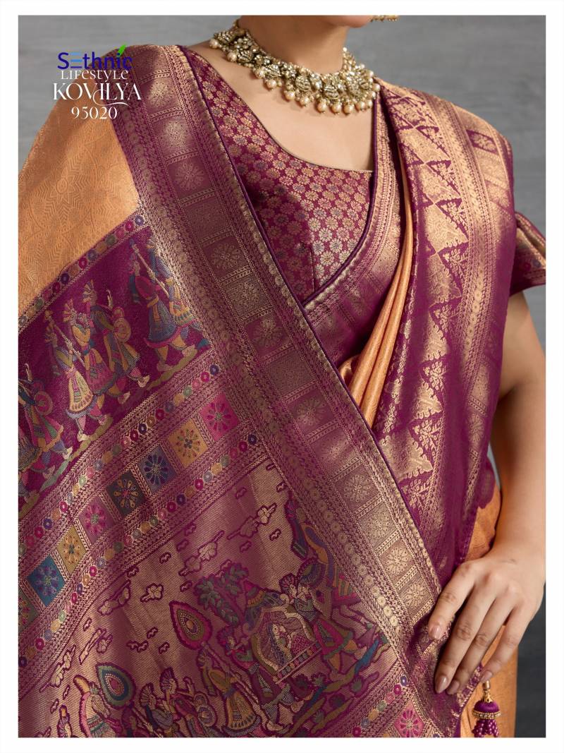 Sethnic Kovilya 5 Hand Dyed Soft Kanjivaram Silk Saree Collection