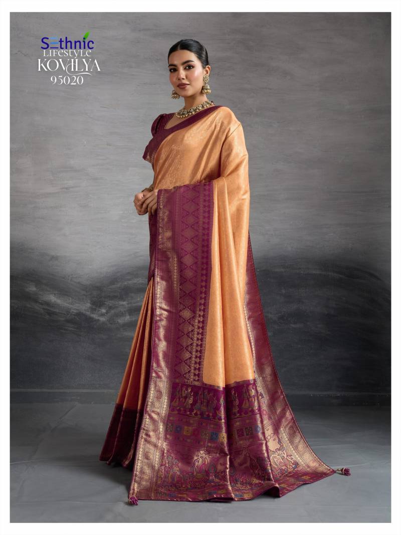 Sethnic Kovilya 5 Hand Dyed Soft Kanjivaram Silk Saree Collection