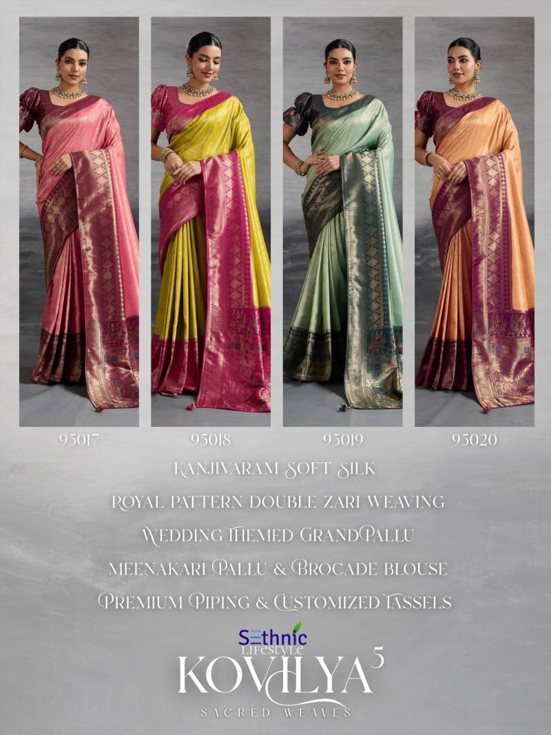 Sethnic Kovilya 5 Hand Dyed Soft Kanjivaram Silk Saree Collection