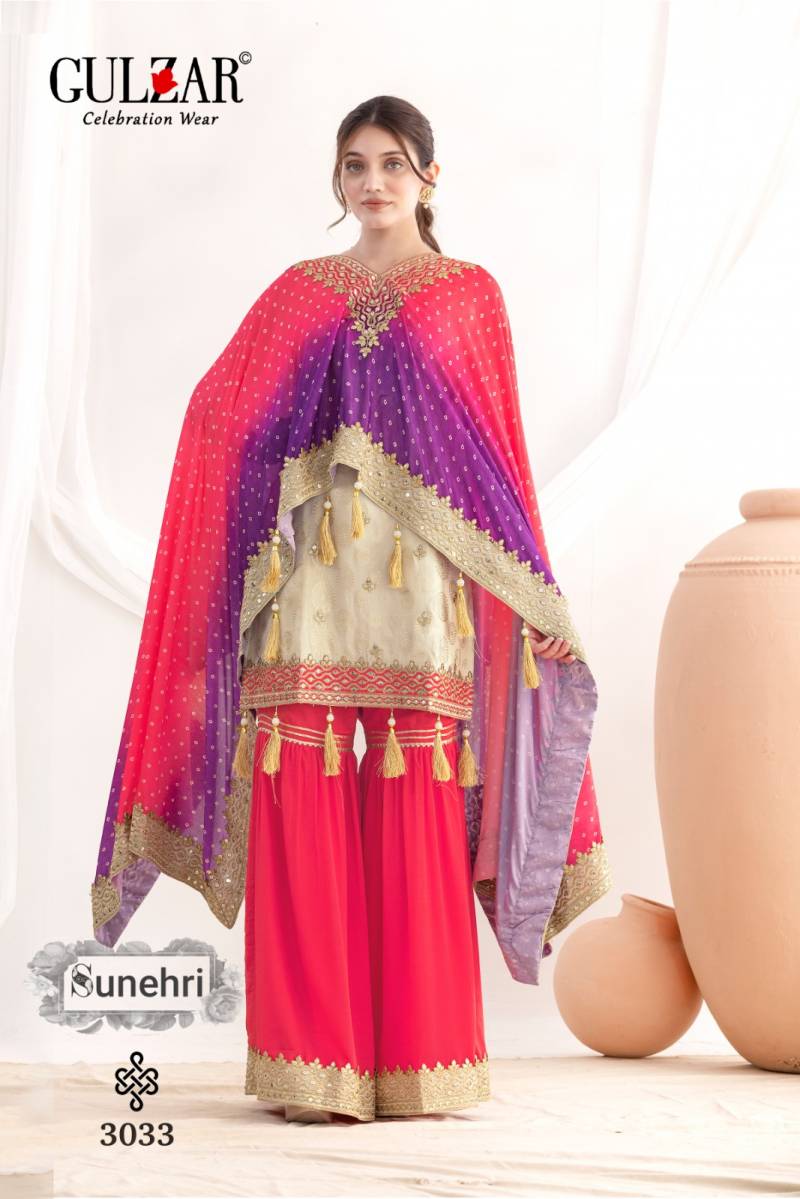 Gulzar Sunehri Viscose Shimmer Embroidery Designer Salwar Kameez