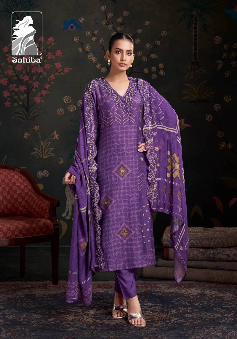 Sahiba Raahil Shimmer Silk Digital Print Salwar Kameez Suits