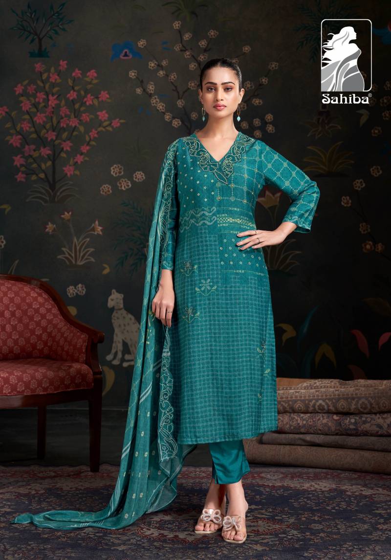 Sahiba Raahil Shimmer Silk Digital Print Salwar Kameez Suits