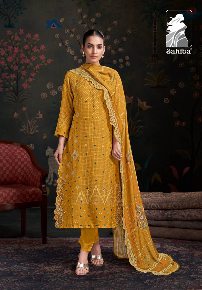 Sahiba Raahil Shimmer Silk Digital Print Salwar Kameez Suits