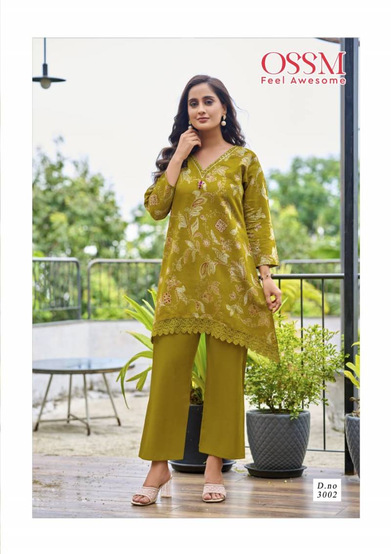 Ossm Lifestyle Vol 3 Vetican Silk Print Mirror Work Kurti Pant
