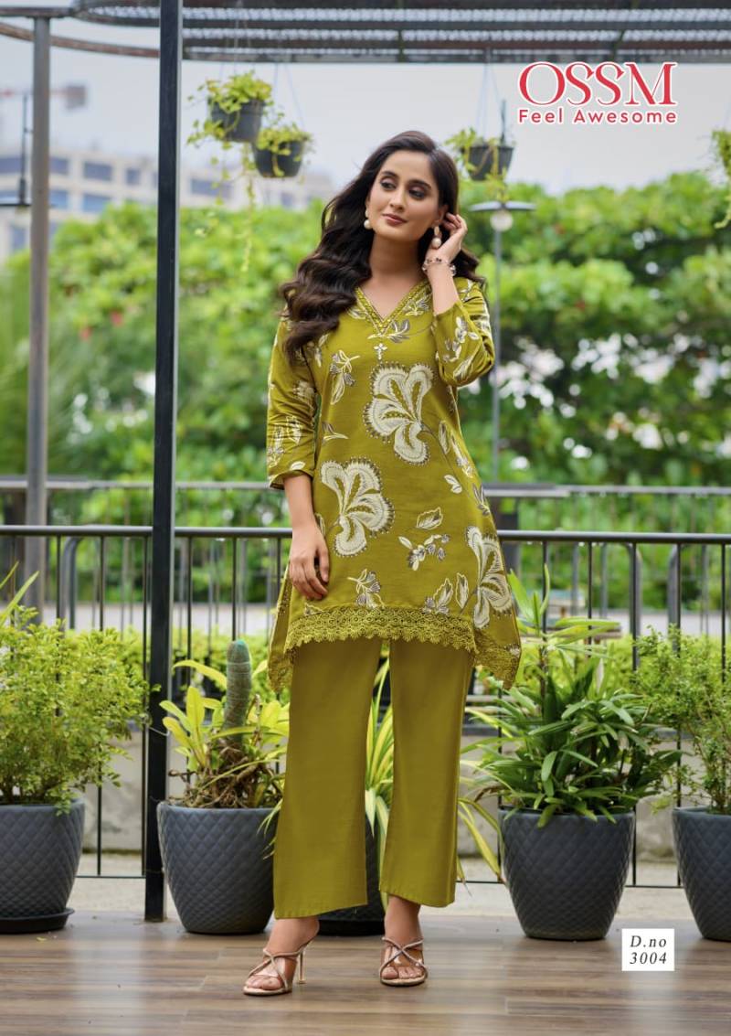 Ossm Lifestyle Vol 3 Vetican Silk Print Mirror Work Kurti Pant