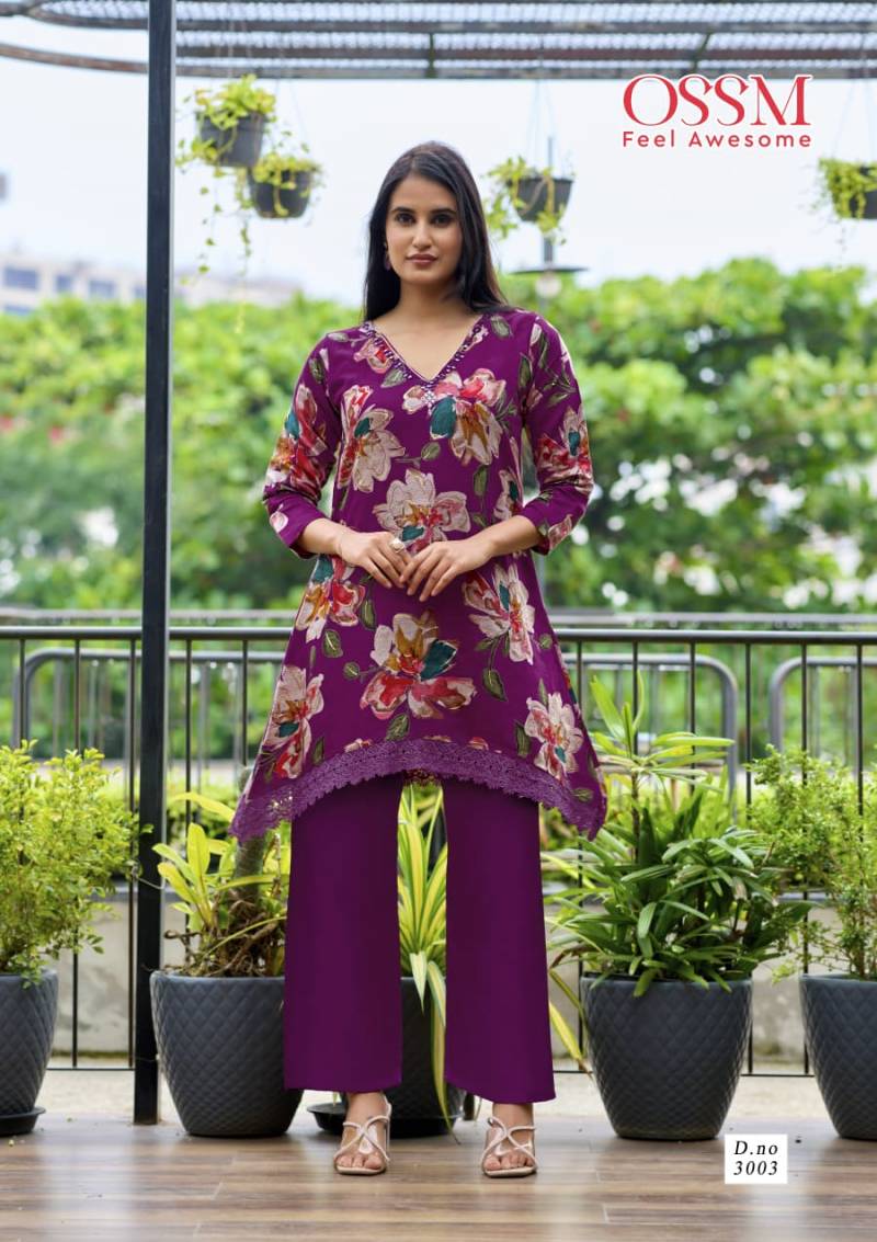 Ossm Lifestyle Vol 3 Vetican Silk Print Mirror Work Kurti Pant