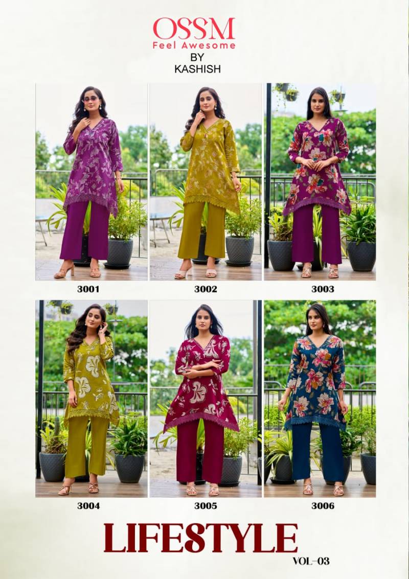 Ossm Lifestyle Vol 3 Vetican Silk Print Mirror Work Kurti Pant