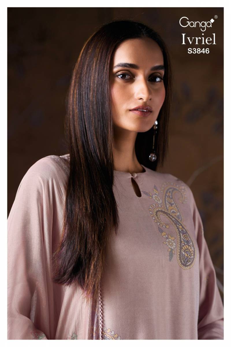 Ganga Ivriel 3846 Pure Wool Pashmina Printed Salwar Kameez Suit