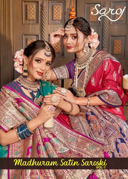 Saroj Madhuram Satin Saroski Vol 1 Traditional Satin Silk Saree