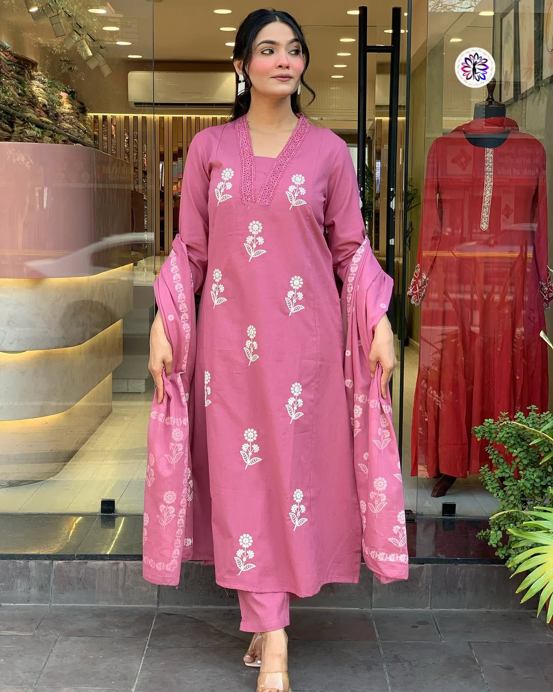 Lekha KL 4082 Cotton Embroidery Kurti Bottom With Dupatta