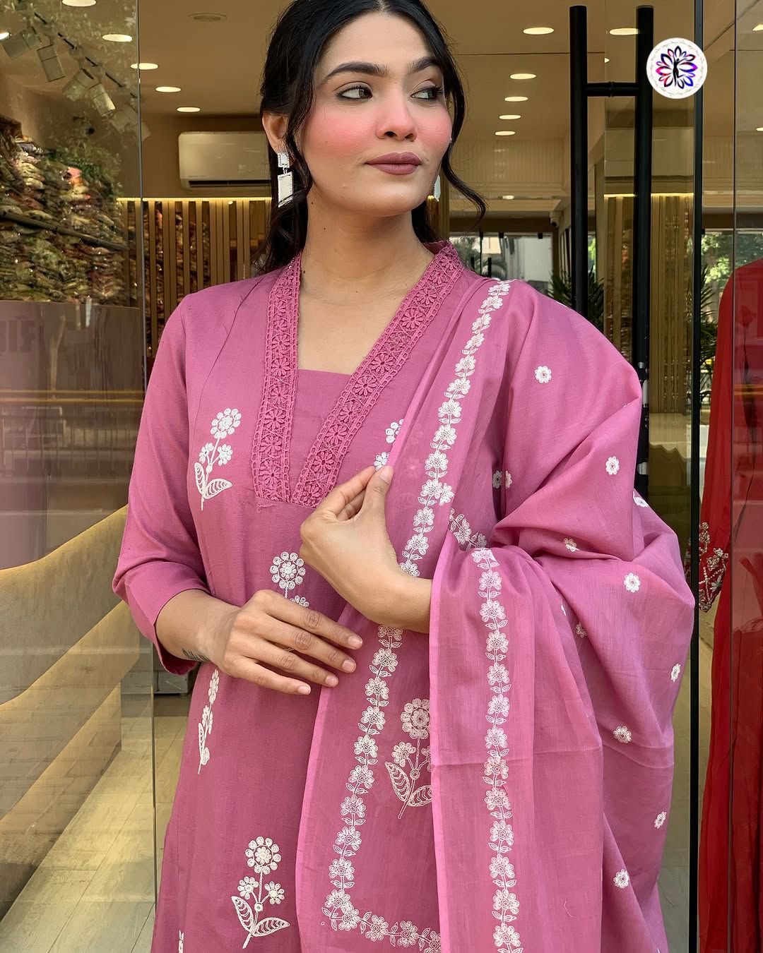 Lekha KL 4082 Cotton Embroidery Kurti Bottom With Dupatta