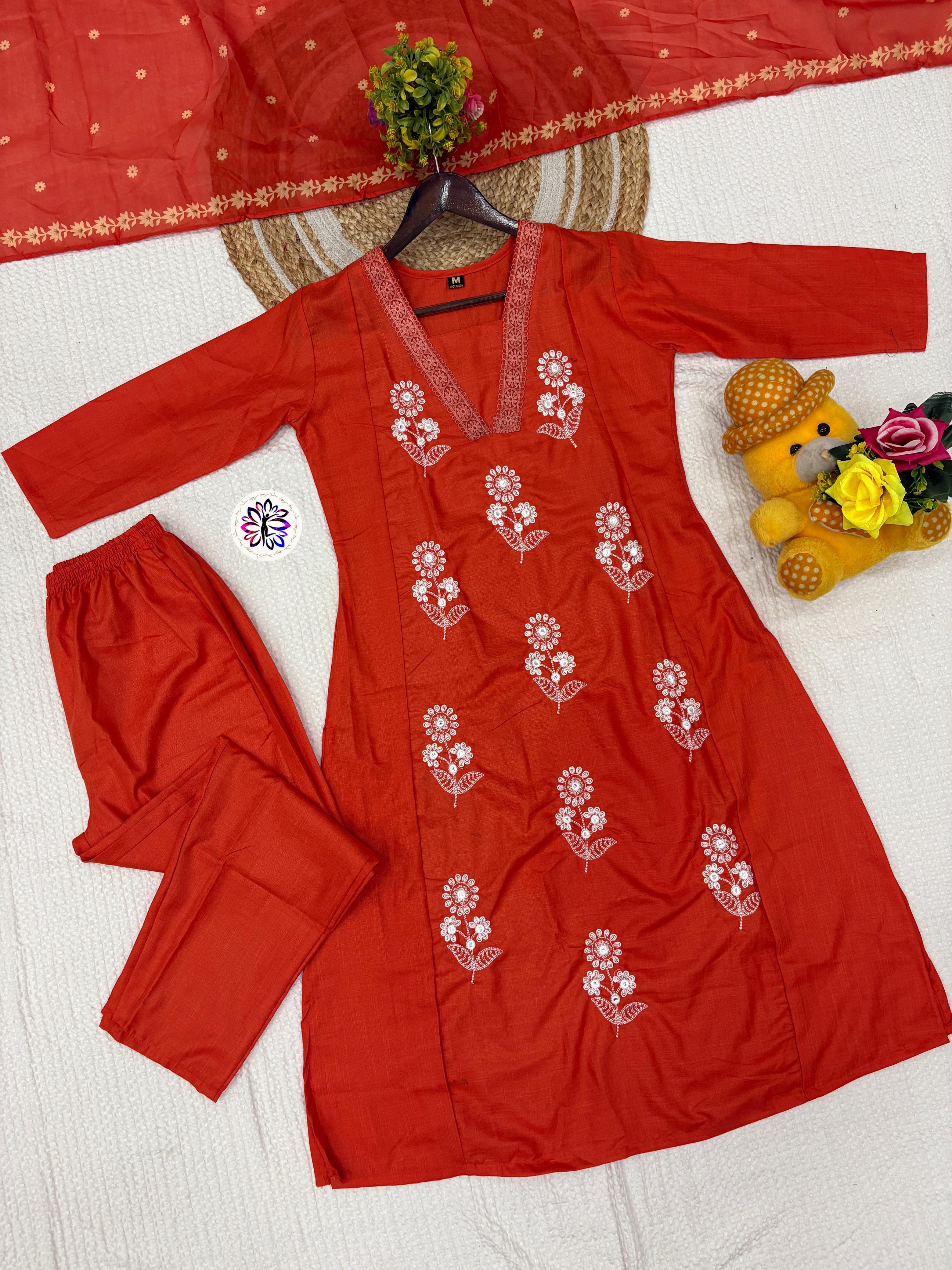 Lekha KL 4082 Cotton Embroidery Kurti Bottom With Dupatta