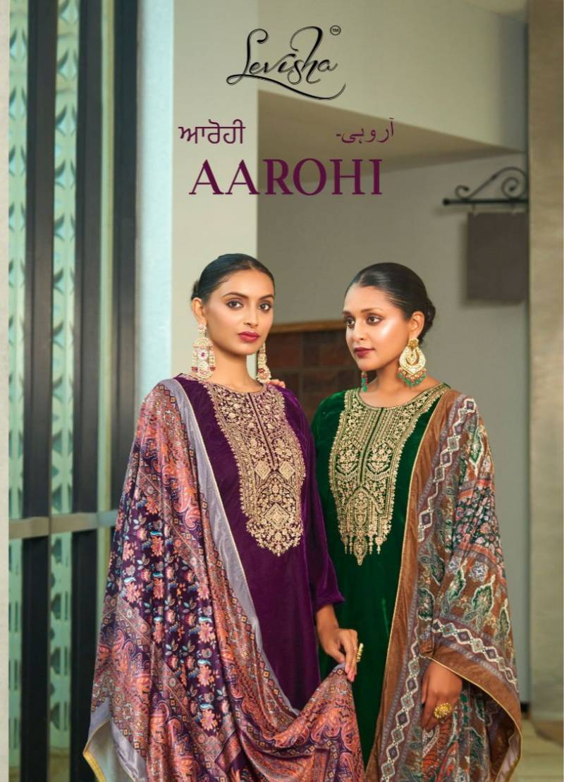 Levisha Aarohi Velvet Designer Embroidery Dress Material Collection