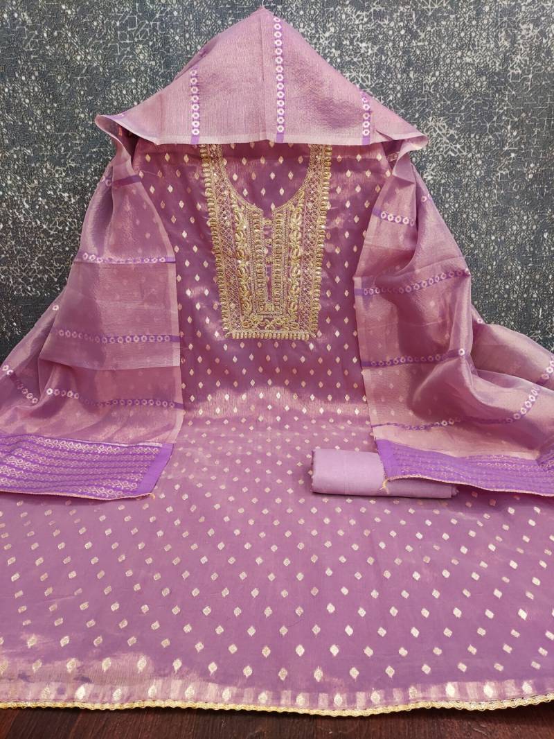 Cp 9107 Shimmer Butti Designer Color Set Matching Dress Material