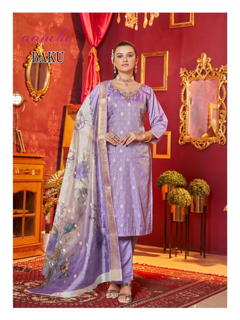 Aanchi Baku Tussar Butti Kurti Pant And Dupatta Collection