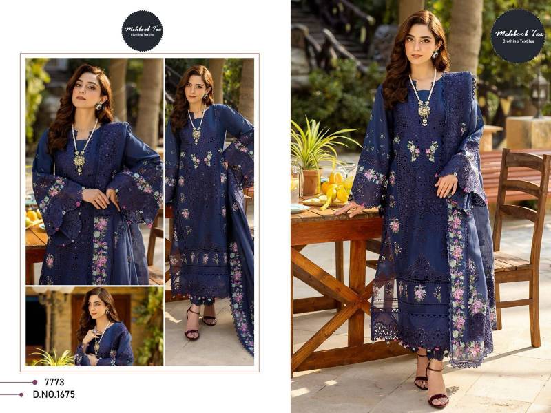 Mehboob Tex 1675 D Cotton Embroidery Salwar Suit Collection