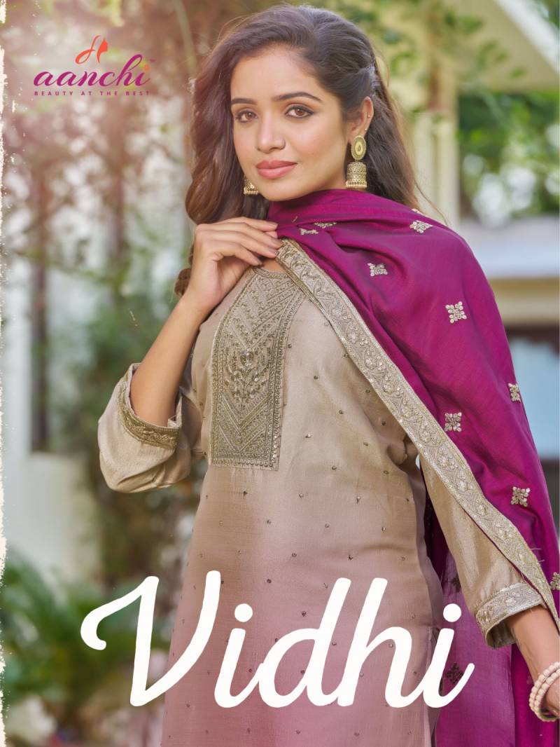 Aanchi Vidhi Vichitra Silk Kurti Pant And Dupatta Collection